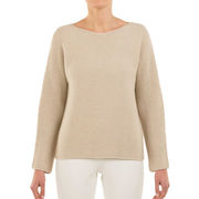 PULLOVER SCOLLO A BARCA Donna Beige  PULLOVER SCOLLO A BARCA Donna Beige