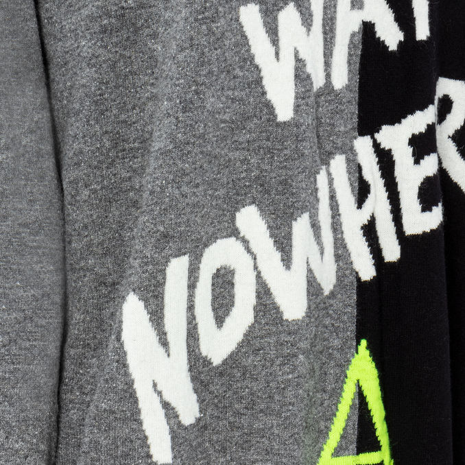 PULLOVER SCOLLO V BICOLOR CON SCRITTA Donna Grigio Medio