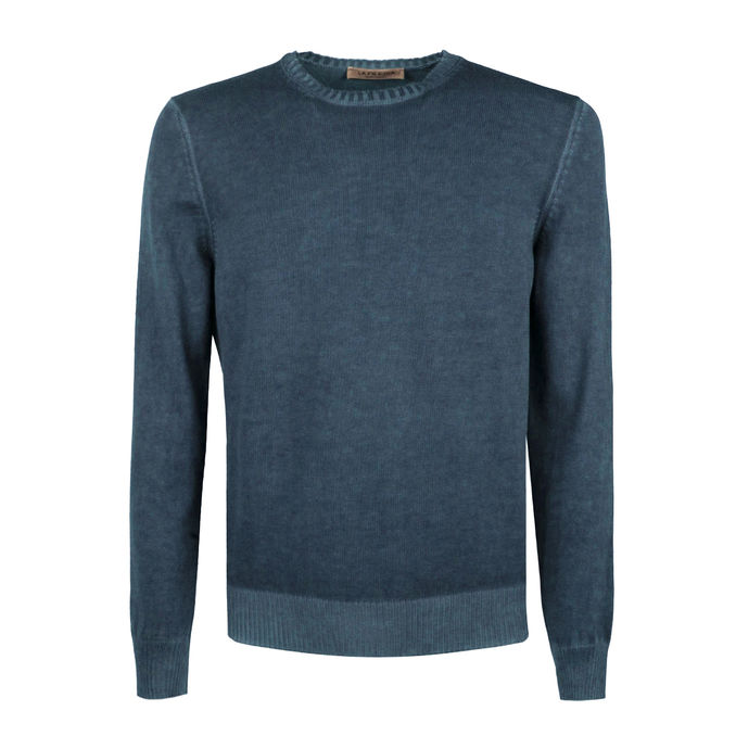 PULLOVER TINTO IN CAPO Uomo Blu Avio