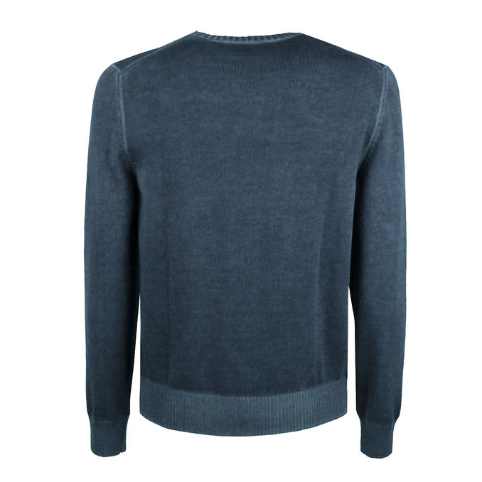 PULLOVER TINTO IN CAPO Uomo Blu Avio