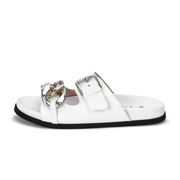 SANDALI CON FIBBIA IN PELLE Donna Bianco SANDALI CON FIBBIA IN PELLE Donna Bianco