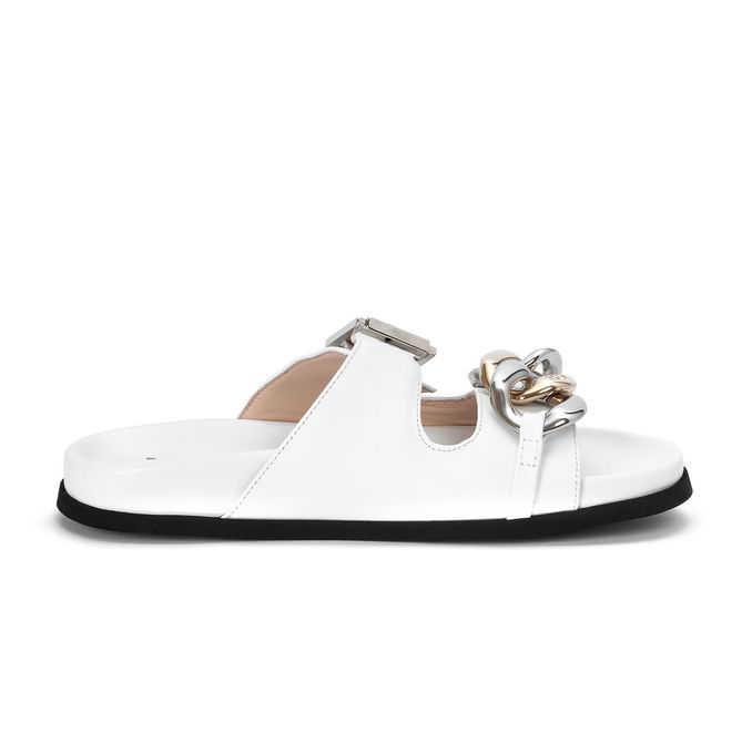 SANDALI CON FIBBIA IN PELLE Donna Bianco