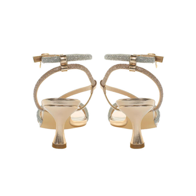 SANDALI CON STRASS BICOLOR Donna Rosa Oro Argento