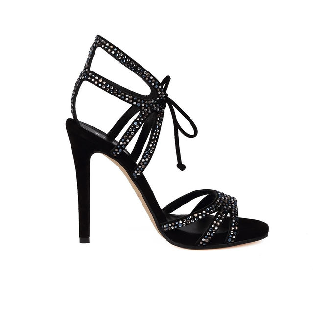 SANDALI CON STRASS Donna Nero