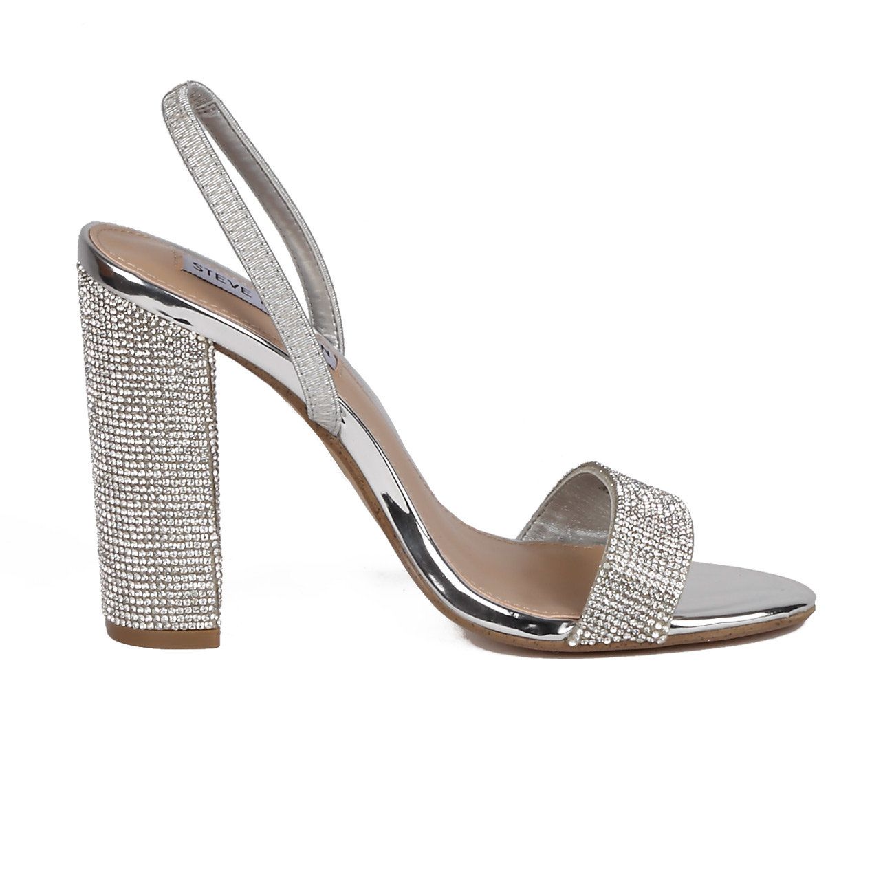 ONYX Sandali con tacco alto largo scarpe glitter argento donna 