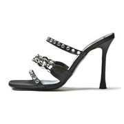 SANDALO IN RASO CON CATENA E STRASS Donna Black SANDALO IN RASO CON CATENA E STRASS Donna Black