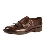 SCARPE DOPPIA FIBBIA PELLE VINTAGE CON FRANGIA Uomo Moro SCARPE DOPPIA FIBBIA PELLE VINTAGE CON FRANGIA Uomo Moro