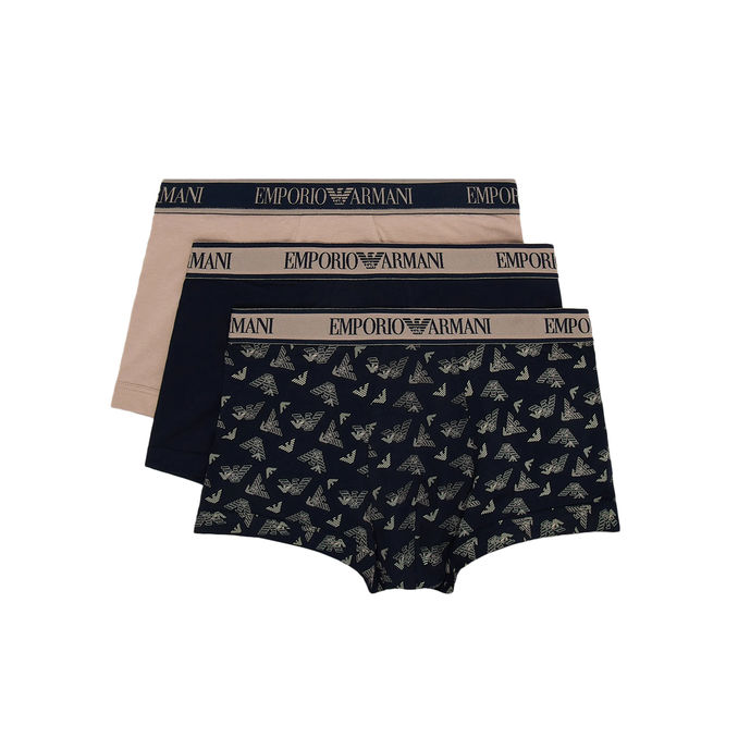 SET 3 PACK BOXER LOGO LETTERING GRANDE Uomo Blu