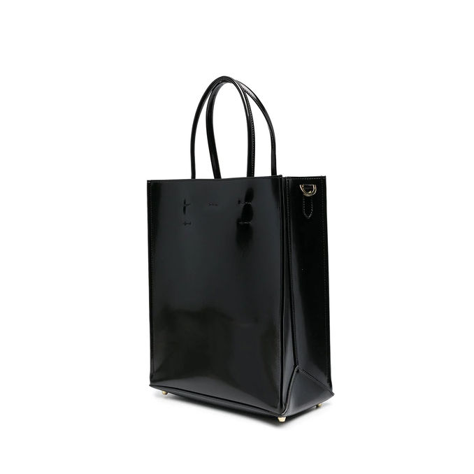 SHOPPING BAG PICCOLA IN ECOPELLE CON LOGO Donna Black