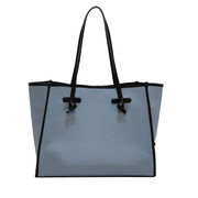 SHOPPING MARCELLA IN CANVAS Donna Soft Blue Cuoio SHOPPING MARCELLA IN CANVAS Donna Soft Blue Cuoio