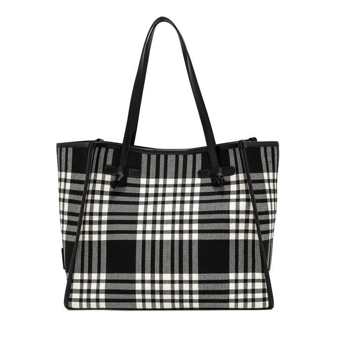 SHOPPING MARCELLA TARTAN CON POCHETTE Donna NERO BIANCO