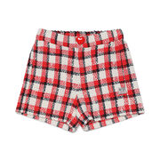 SHORT CHECK IN TWEED Bambina Rosso Beige SHORT CHECK IN TWEED Bambina Rosso Beige