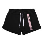 SHORT IN COTONE CON BANDA CON LOGO Bambina Nero SHORT IN COTONE CON BANDA CON LOGO Bambina Nero