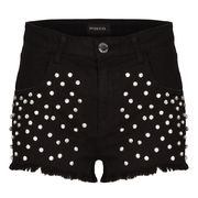 SHORTS 5 STASCHE CON APPLICAZIONI GIOIELLO Donna Nero SHORTS 5 STASCHE CON APPLICAZIONI GIOIELLO Donna Nero