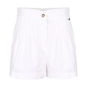 SHORTS IN RASATELLO DI COTONE CON PINCES Donna Bianco SHORTS IN RASATELLO DI COTONE CON PINCES Donna Bianco