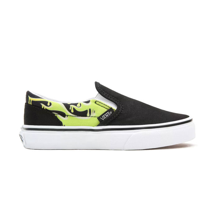 SLIP ON SLIME FLAME CLASSIC CANVAS Bambino Black True white