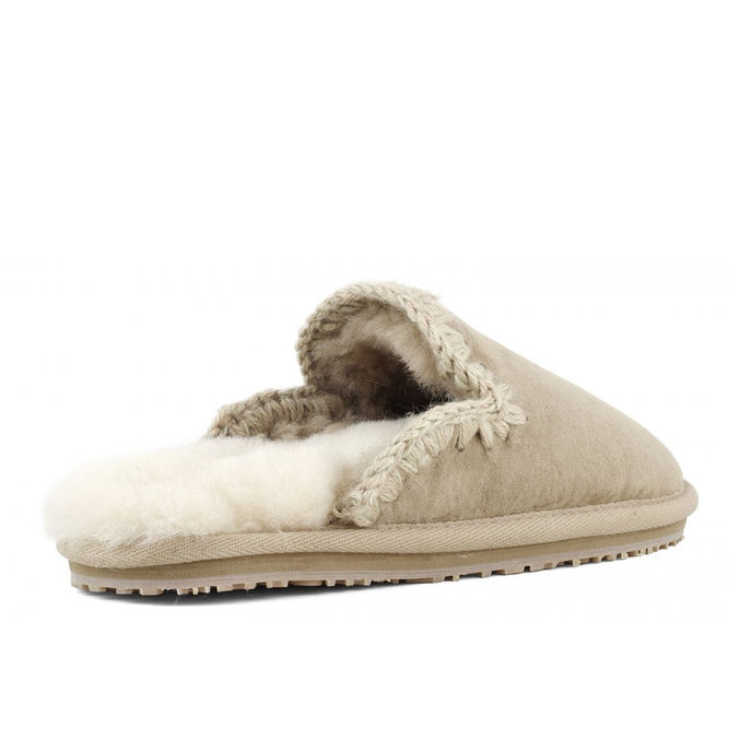 SLIPPERS SUEDE ESKIMO STITCH Donna Camel
