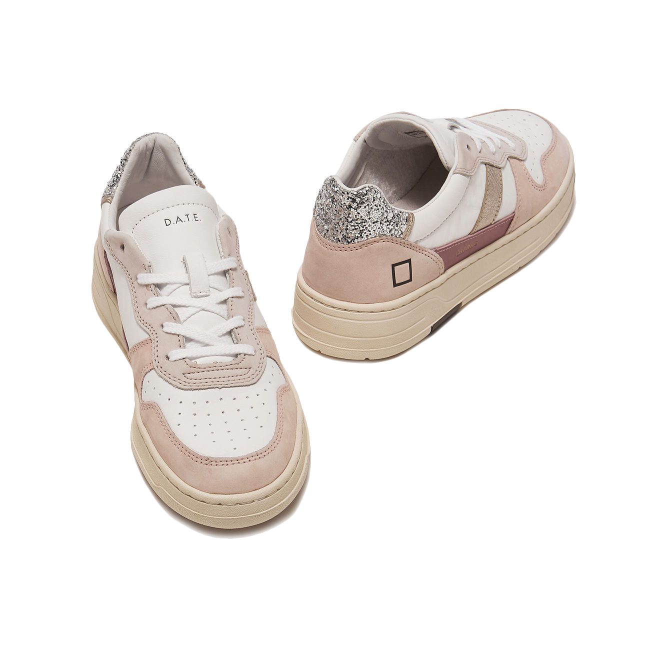 D.A.T.E. SNEAKERS COURT 2.0 VINTAGE CALF Donna White Pink