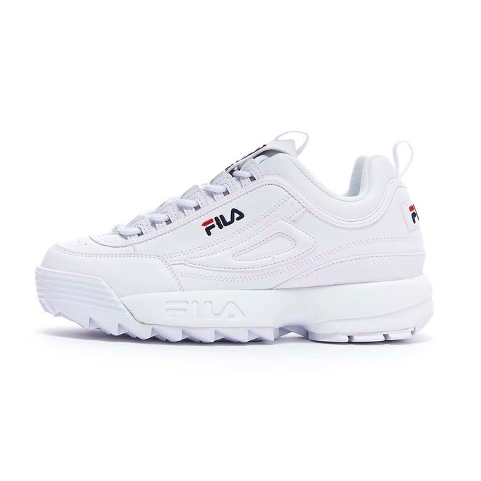 fila disruptor low white woman