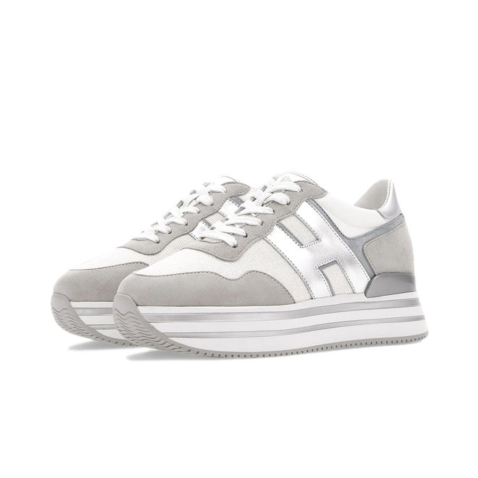 SNEAKERS H483 PLATFORM Donna Grigio Argento Bianco