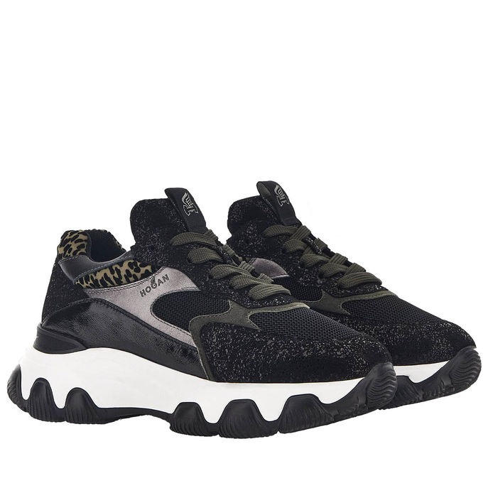 SNEAKERS HYPERACTIVE ANIMALIER Donna Nero Leopard