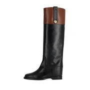 STIVALE ALTO CON BOTTONE BICOLOR Donna Nero Noce STIVALE ALTO CON BOTTONE BICOLOR Donna Nero Noce