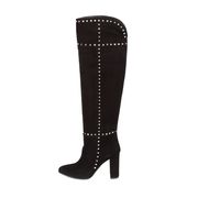 STIVALE ALTO SCAMOSCIATO CON TACCO E BORCHIE Donna Nero STIVALE ALTO SCAMOSCIATO CON TACCO E BORCHIE Donna Nero