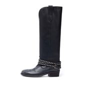 STIVALE GAMBALE ALTO MALIBU CON CINTURINO BORCHIATO Donna Nero STIVALE GAMBALE ALTO MALIBU CON CINTURINO BORCHIATO Donna Nero