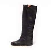 STIVALE IN PELLE GAMBALE ALTO E LOGO ORO Donna Nero STIVALE IN PELLE GAMBALE ALTO E LOGO ORO Donna Nero