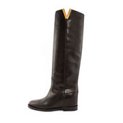 STIVALE IN PELLE GAMBALE ALTO E LOGO ORO Donna Testa di moro STIVALE IN PELLE GAMBALE ALTO E LOGO ORO Donna Testa di moro