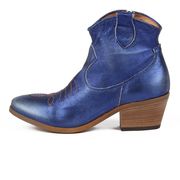 STIVALETTI TEXANI BASSI IN VITELLO CON ZIP Donna Laminato Blu STIVALETTI TEXANI BASSI IN VITELLO CON ZIP Donna Laminato Blu