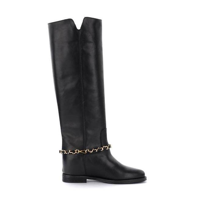 STIVALI GAMBALE ALTO CON CATENA Donna Nero