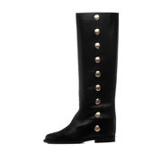 STIVALI PELLE CON BOTTONI ORO Donna Nero STIVALI PELLE CON BOTTONI ORO Donna Nero