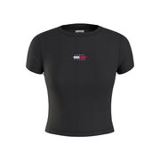T-SHIRT BABY CROP RIN CENTER BADGE Donna Black T-SHIRT BABY CROP RIN CENTER BADGE Donna Black