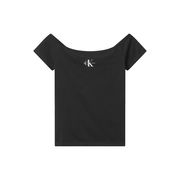 T-SHIRT COLLO BARDOT LOGO MONOGRAM Donna Black T-SHIRT COLLO BARDOT LOGO MONOGRAM Donna Black