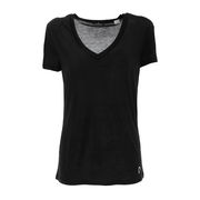 T-SHIRT CON SCOLLO A V IN COTONE Donna Nero T-SHIRT CON SCOLLO A V IN COTONE Donna Nero