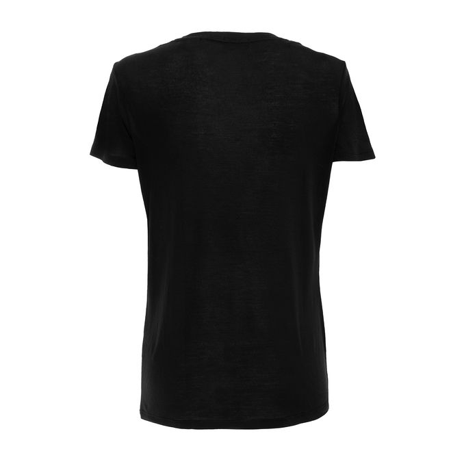 T-SHIRT CON SCOLLO A V IN COTONE Donna Nero