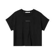 T-SHIRT CROP OVER CON LOGO DEGRADE Donna Nero T-SHIRT CROP OVER CON LOGO DEGRADE Donna Nero