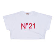 T-SHIRT CROPPED GIROCOLLO IN COTONE Bambina Bianco T-SHIRT CROPPED GIROCOLLO IN COTONE Bambina Bianco