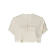 T-SHIRT CROPPED MONOLOGO WASHED Donna Classic Beige T-SHIRT CROPPED MONOLOGO WASHED Donna Classic Beige