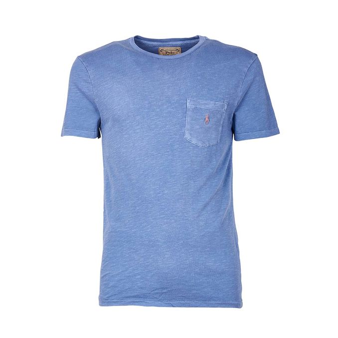 T-SHIRT DELAVE' CUSTOM SLIM CON TASCHINO Uomo Carson Blue