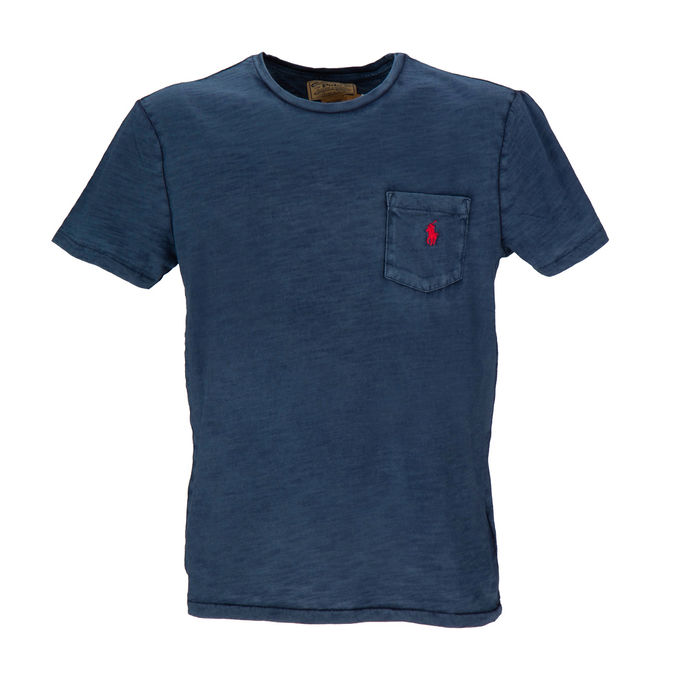 T-SHIRT DELAVE' CUSTOM SLIM CON TASCHINO Uomo Navy