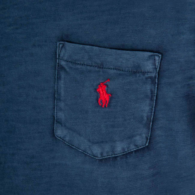 T-SHIRT DELAVE' CUSTOM SLIM CON TASCHINO Uomo Navy