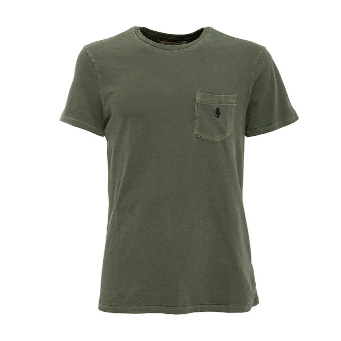 T-SHIRT DELAVE' CUSTOM SLIM CON TASCHINO Uomo Olive