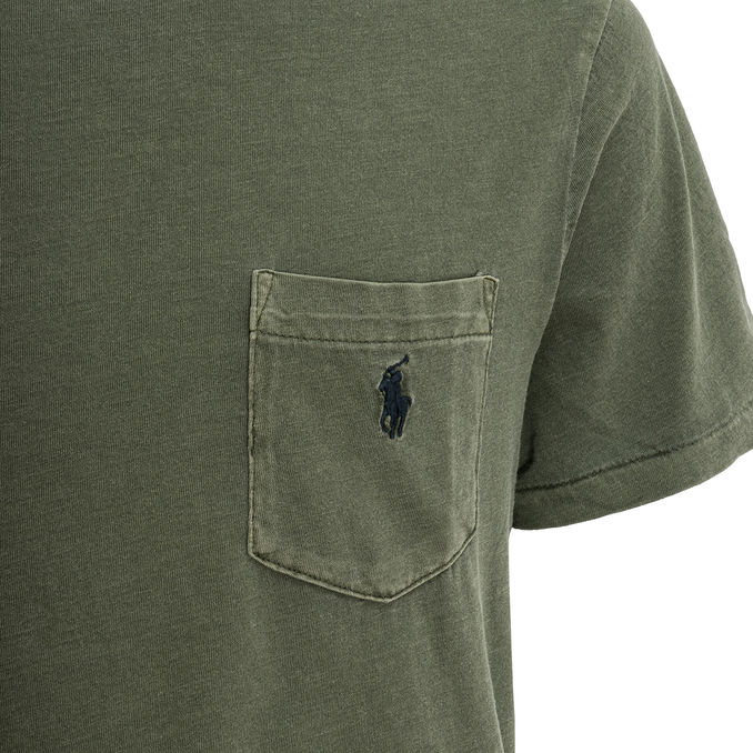 T-SHIRT DELAVE' CUSTOM SLIM CON TASCHINO Uomo Olive