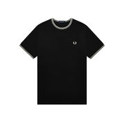 T-SHIRT GIROCOLLO CON INSERTI IN CONTRASTO Uomo Nero T-SHIRT GIROCOLLO CON INSERTI IN CONTRASTO Uomo Nero