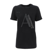 T-SHIRT GIROCOLLO CON LOGO E APPLICAZIONI Donna Nero T-SHIRT GIROCOLLO CON LOGO E APPLICAZIONI Donna Nero