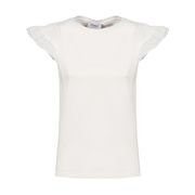 T-SHIRT GIROCOLLO CON MANICHINA AD ALETTA Donna Bianco T-SHIRT GIROCOLLO CON MANICHINA AD ALETTA Donna Bianco