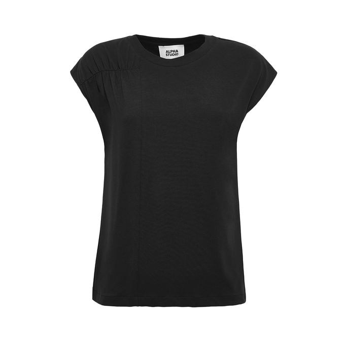 T-SHIRT GIROCOLLO Donna Nero