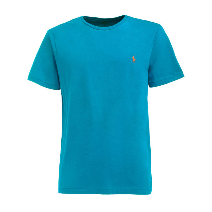 T-SHIRT GIROCOLLO IN COTONE CON LOGO Uomo Blue